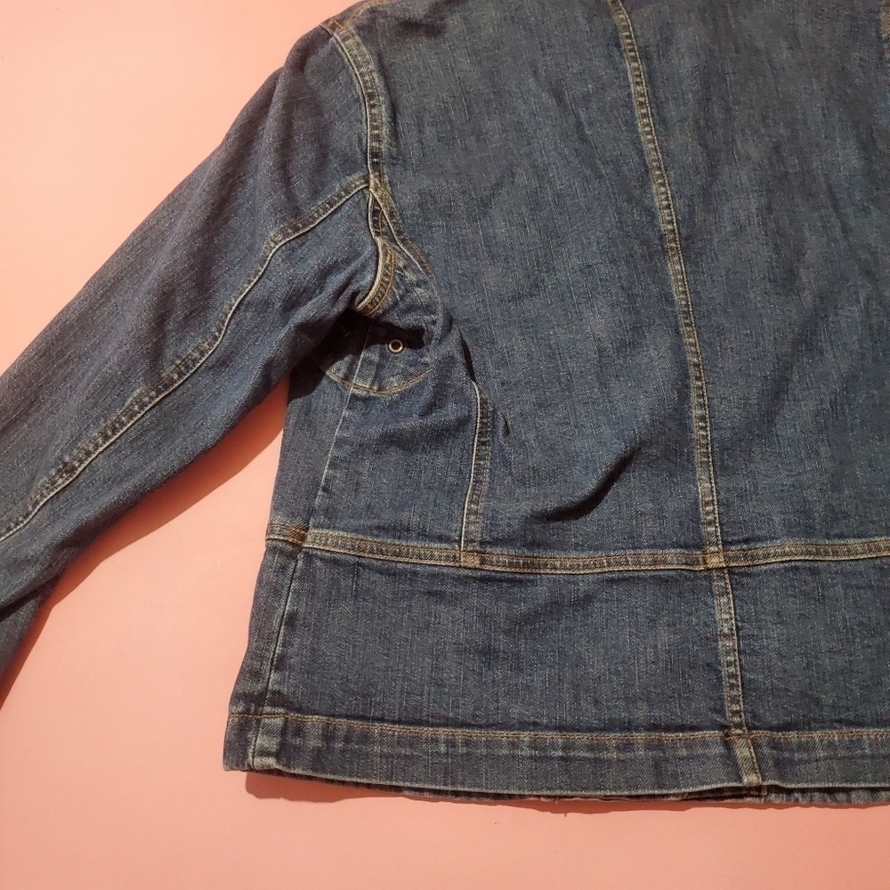 Vintage 1990s 90s Jean Jacket Snaps Jones New York - Picture 7 of 10